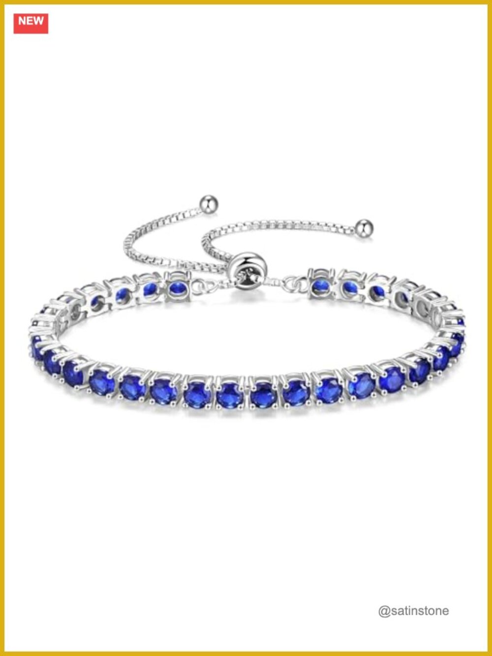 Sterling Silver Sapphire Tennis Bracelet Gold Plated Adjustable Birthstone Gift
